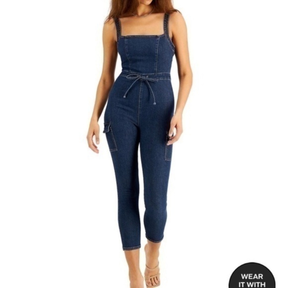 Tinseltown Dark Blue Denim Jumpsuit